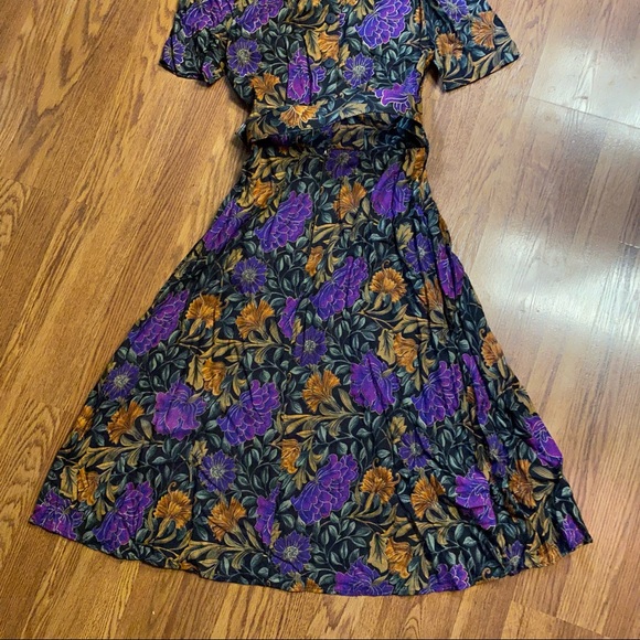 Vintage 90’s Floral Dress Belted Short Sleeve Dress 90’s does 50’s Size Small - Picture 10 of 13